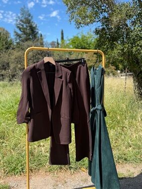 NWT Tahari brown blazer suit set & Calvin Klein green velvet maxi dress BUNDLE